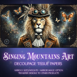 Victoriaans Lion Butterflies Steampunk Decoupage Tissuepapier