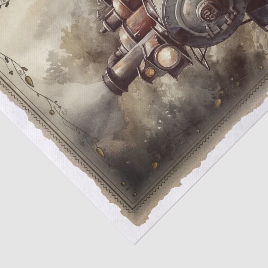 Victoriaans  Locomotief Decoupage Tissuepapier (Detail)