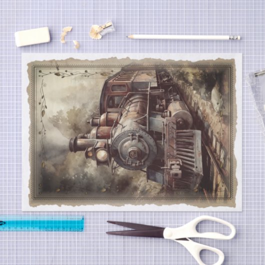 Victoriaans  Locomotief Decoupage Tissuepapier (Craft)