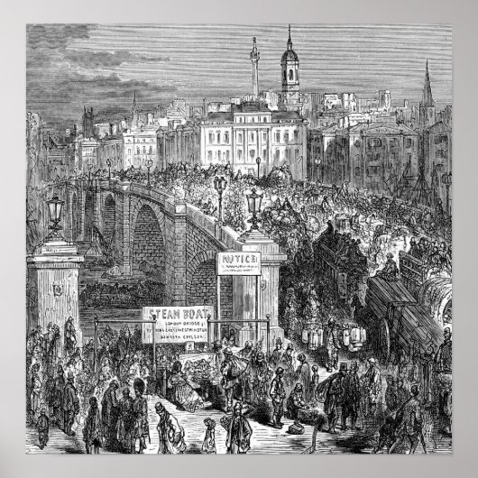 Victoriaans Londen - London Bridge 1872 Poster (Voorkant)