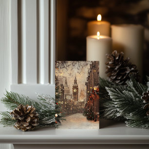 Victoriaans Londen Winter Christmas Classic Groet Kaart