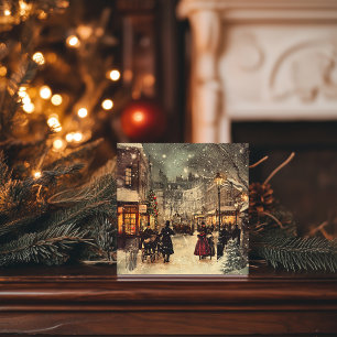 Victoriaans Londen Winter Wonderland Feestdagenkaart