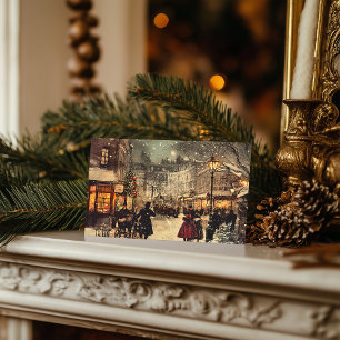 Victoriaans Londen Winter Wonderland Feestdagenkaart