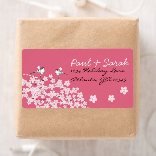 Victoriaans Love Bird Cherry Blossom Weddenschap L Etiket (Insitu)