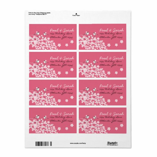 Victoriaans Love Bird Cherry Blossom Weddenschap L Etiket (Full Sheet)