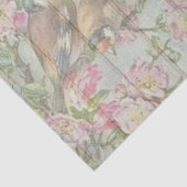 Victoriaans Lovebirds met roze bloementakken Tissuepapier (Detail)