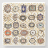 Victoriaans Lover's oog in witte en gouddamp Stenen Onderzetter (Voorkant)