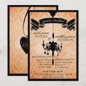 Victoriaans luchters: oranje en zwarte bruiloft kaart (Voorkant / Achterkant)