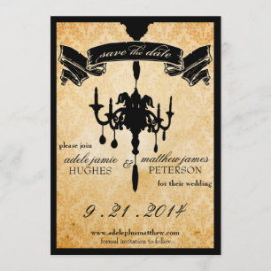 Victoriaans luhandelier: zwart & crème bespaar op  save the date