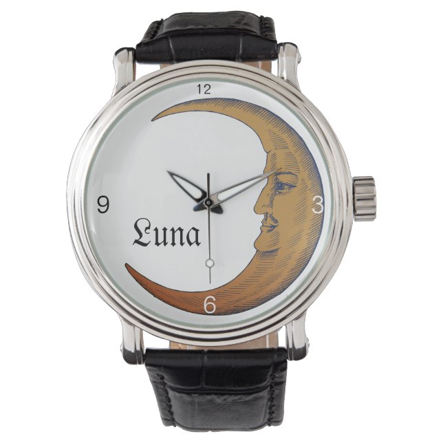 Victoriaans Luna Moon Wrist Watch Horloge (Voorkant)