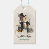 Victoriaans Mad Hatter Mouse - Handgemaakt Naaien Cadeaulabel (Voorkant)