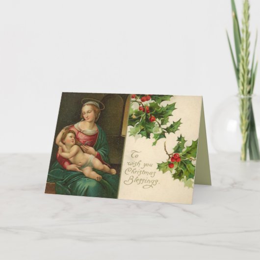 Victoriaans Madonna kerst Kaart (Voorkant)