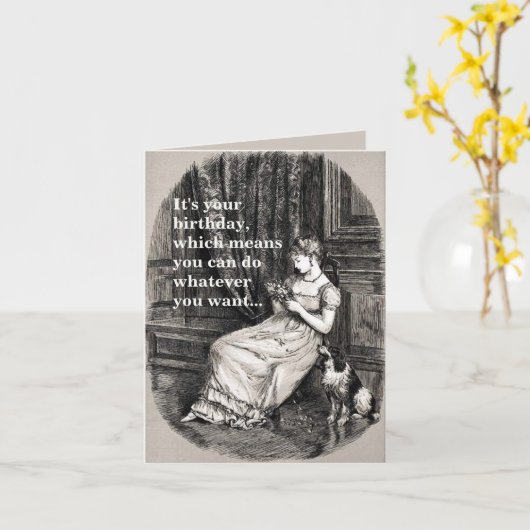 Victoriaans Maiden Dramatic Birthday Kaart (Gele Bloem)