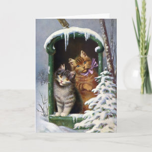Victoriaans Mailbox Cats Kerst Kaart
