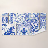 Victoriaans Majolica: Patchwork Tegel Pattern. Badhanddoek (Badhanddoek)