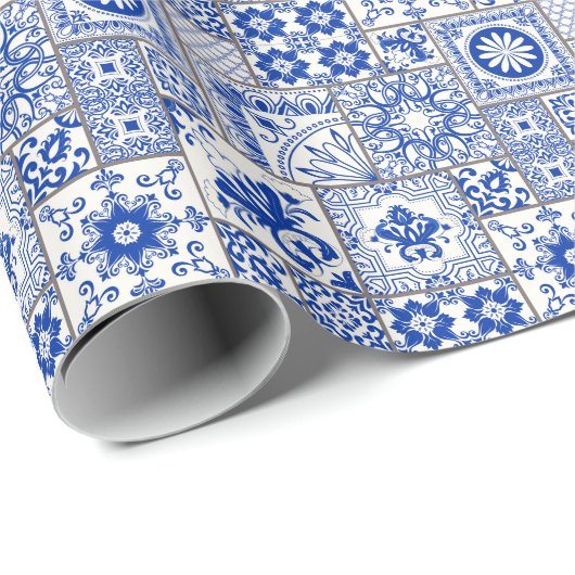 Victoriaans Majolica: Patchwork Tegel Pattern. Cadeaupapier (Rol Hoek)