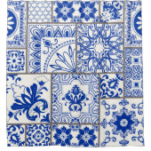 Victoriaans Majolica: Patchwork Tegel Pattern. Douchegordijn (Voorkant)