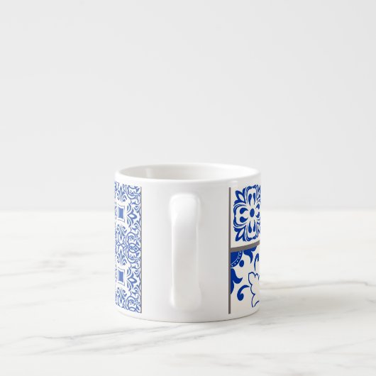 Victoriaans Majolica: Patchwork Tegel Pattern. Espresso Kop (Achterkant)