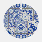 Victoriaans Majolica: Patchwork Tegel Pattern. Glas Ornament (Achterkant)