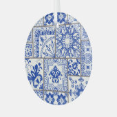 Victoriaans Majolica: Patchwork Tegel Pattern. Glas Ornament (Voorkant links)