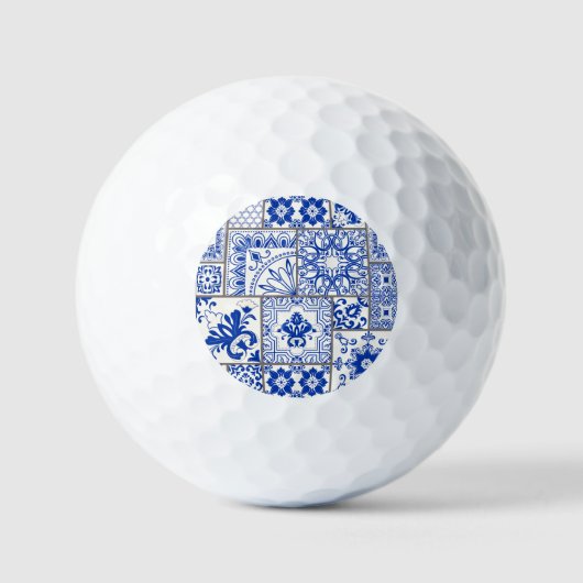 Victoriaans Majolica: Patchwork Tegel Pattern. Golfballen (Voorkant)