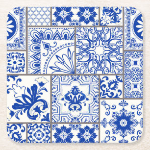 Victoriaans Majolica: Patchwork Tegel Pattern. Kartonnen Onderzetters