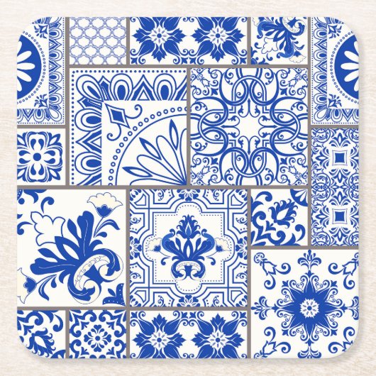 Victoriaans Majolica: Patchwork Tegel Pattern. Kartonnen Onderzetters (Voorkant)
