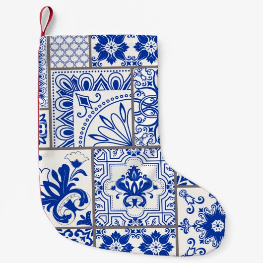 Victoriaans Majolica: Patchwork Tegel Pattern. Kleine Kerstsok (Voorkant)