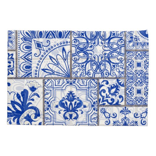 Victoriaans Majolica: Patchwork Tegel Pattern. Kussensloop (Achterkant)