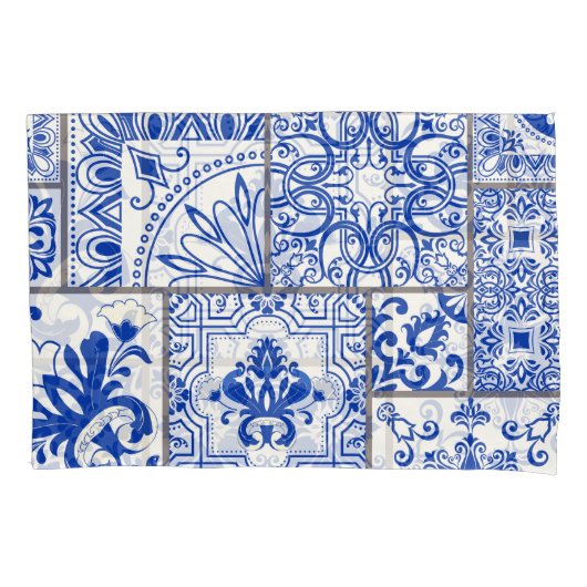 Victoriaans Majolica: Patchwork Tegel Pattern. Kussensloop (Voorkant)