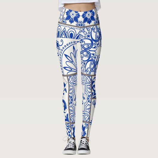 Victoriaans Majolica: Patchwork Tegel Pattern. Leggings (Voorkant)