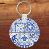 Victoriaans Majolica: Patchwork Tegel Pattern. Sleutelhanger (Achterkant)