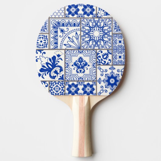 Victoriaans Majolica: Patchwork Tegel Pattern. Tafeltennisbatje (Voorkant)