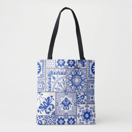 Victoriaans Majolica: Patchwork Tegel Pattern. Tote Bag (Voorkant)