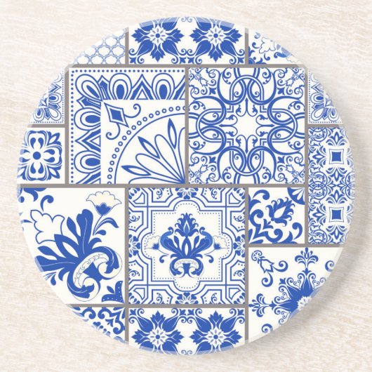 Victoriaans Majolica: Patchwork Tegel Pattern. Zandsteen Onderzetter (Voorkant)