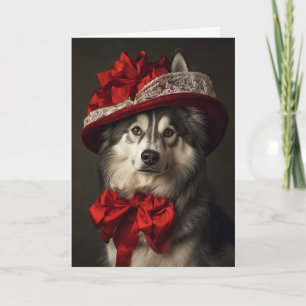 Victoriaans Malamute Christmas Feestdagen Kaart