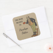  Victoriaans Man Boeknaambord Vierkante Sticker (Envelop)