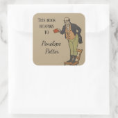  Victoriaans Man Boeknaambord Vierkante Sticker (Tas)