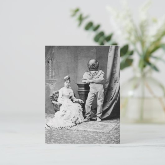 Victoriaans Man dat een duikerspak draagt Briefkaart (Staand voorkant)