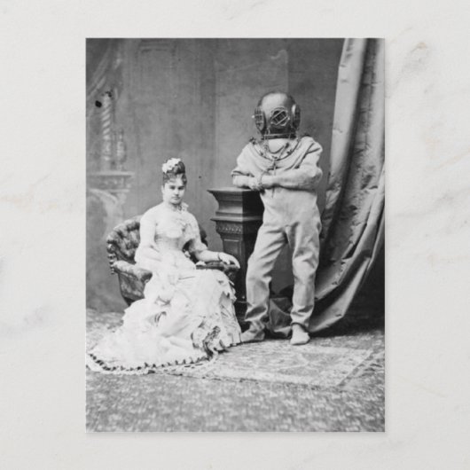 Victoriaans Man dat een duikerspak draagt Briefkaart (Voorkant)