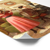 Victoriaans Man speelt violin Piano-kunst Poster (Hoek)