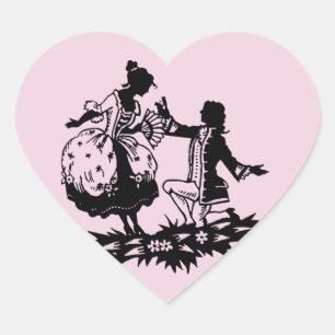 Victoriaans Man Voorstellen aan Woman Silhouette A Hart Sticker