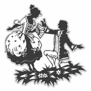 Victoriaans Man Voorstellen aan Woman Silhouette A Sticker