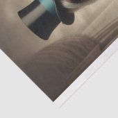 Victoriaans Man Vrouw Paardenhoofd Blauwgroen Deco Tissuepapier (Detail)