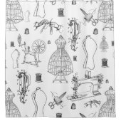 Victoriaans Mannequin antiek naaimachine werktuig Douchegordijn (Voorkant)