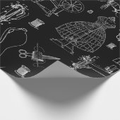 Victoriaans mannequin antiek naaimachine zwart cadeaupapier (Hoek)