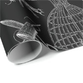 Victoriaans mannequin antiek naaimachine zwart cadeaupapier (Rol Hoek)