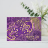 Victoriaans Masquerade Ball Bruiloft RSVP (Staand voorkant)