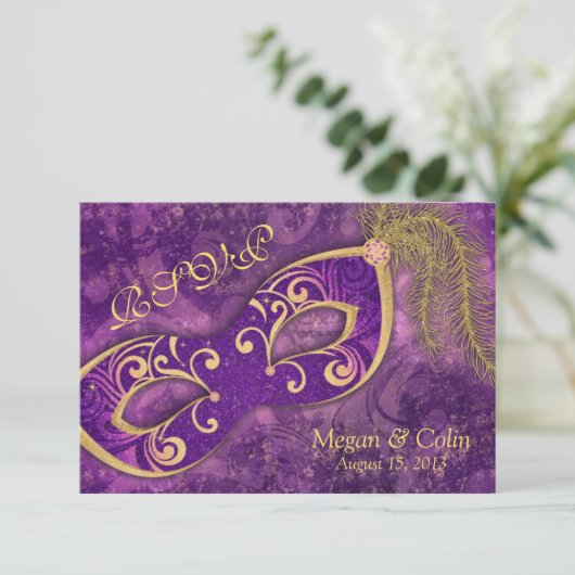  Victoriaans Masquerade Ball Bruiloft RSVP (Staand voorkant)