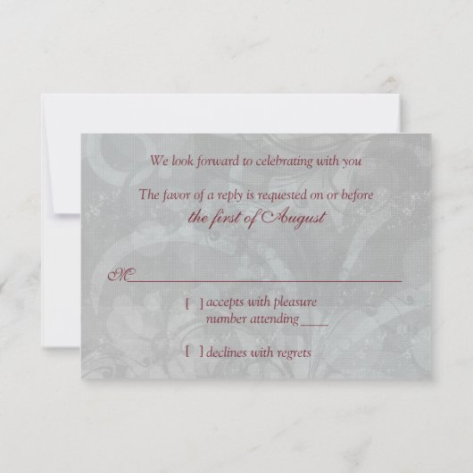  Victoriaans Masquerade Ball Bruiloft RSVP (Achterkant)